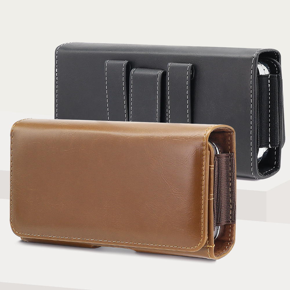 Saddle Bag Leather - Evrensel Yatay PU Deri Telefon Kılıfı
