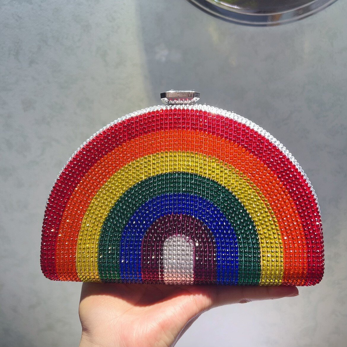 Women Bags Offers - Gökkuşağı renk kristal akşam el çantası