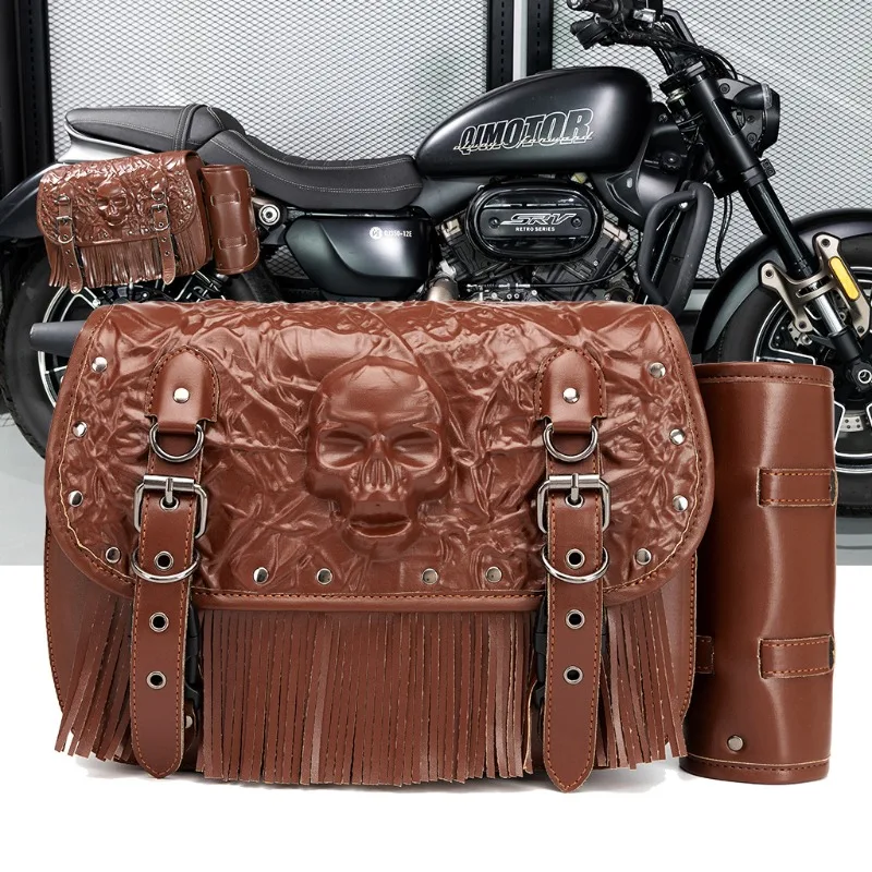 Saddle Bag Leather - Cafe Moto için Motosiklet Çantası Sele