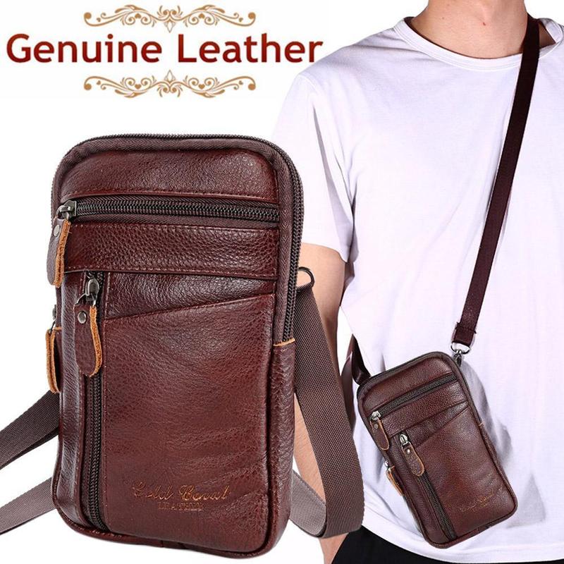 Saddle Bag Leather - Erkekler Hakiki Deri Çanta Dikey Telefon