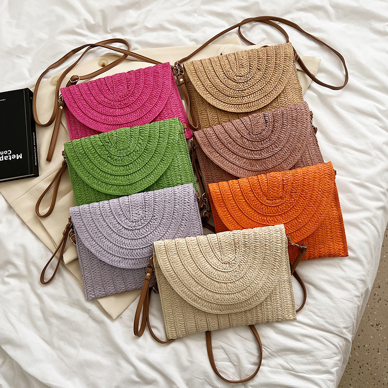 Flap Bag Envelope - Saman Dokuma Omuz Crossbody Çanta Plaj