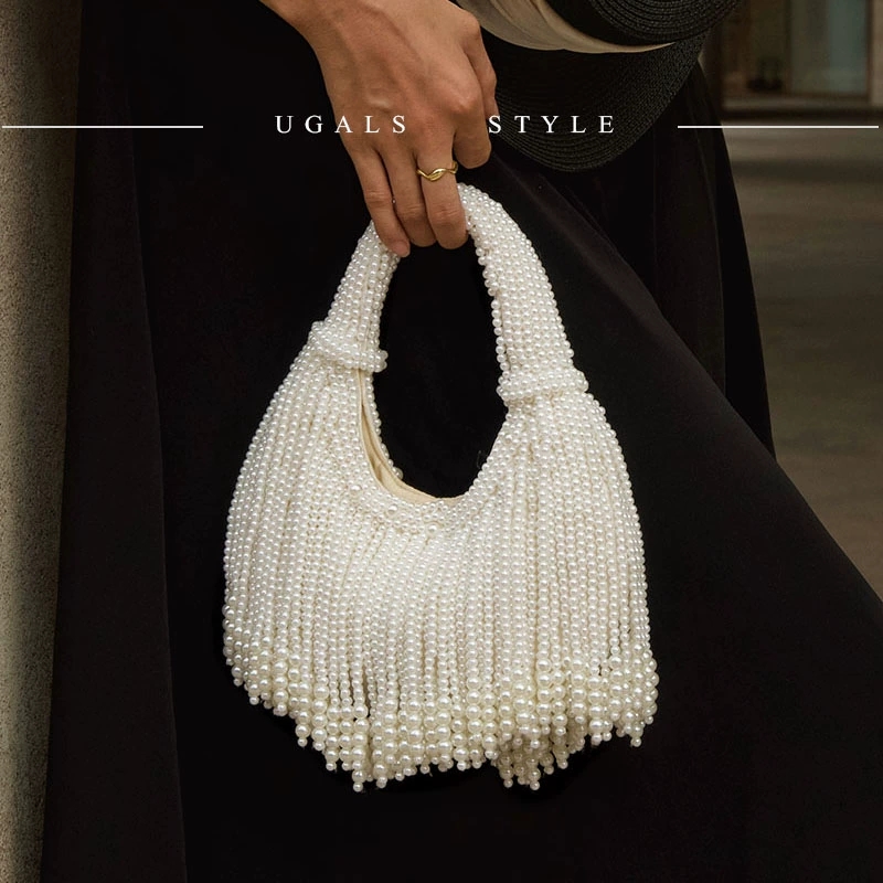 Women Bags Rack - Tasarım Saplı İncili Abiye El Çantası