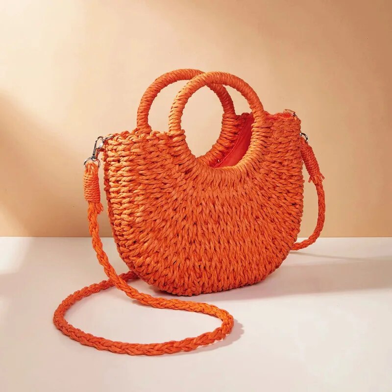 Handwoven saman Rattan yarım a - Women Bags Offers incelemesi ve fiyatı