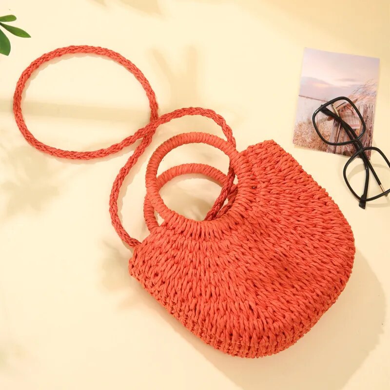 Handwoven saman Rattan yarım a - Women Bags Offers incelemesi ve fiyatı